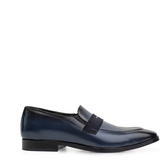 Bashwood Handmade Blue Leather Loafers For Men main image 4